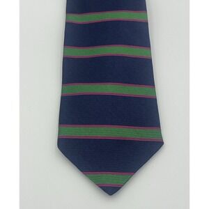 Brooks Brothers Navy Green‎ Pink Repp Stripe Silk Tie Preppy Vintage USA